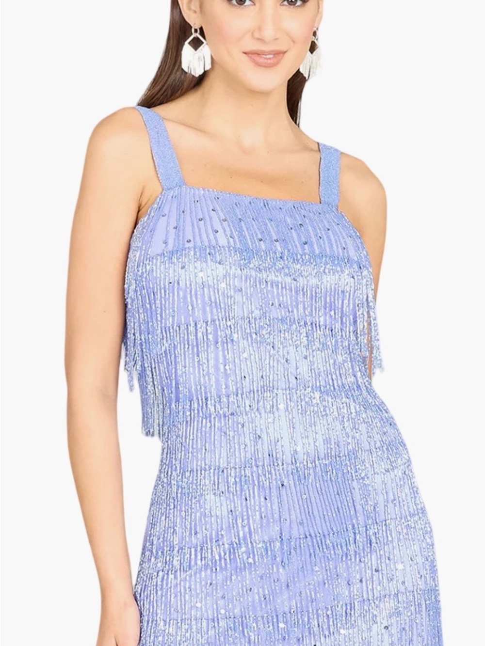 LARA Lavender Sequin Fringe Camisole Dress